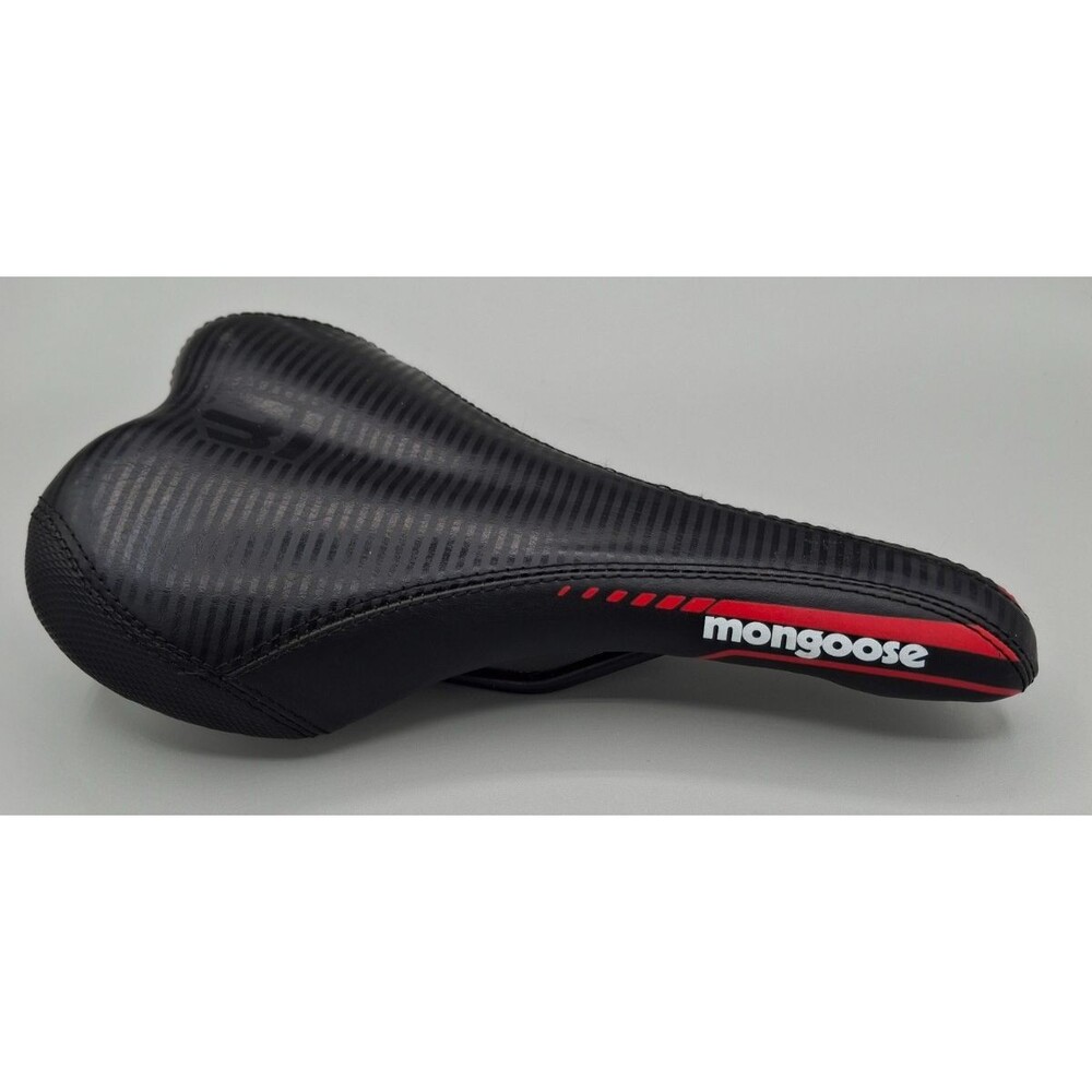 Mongoose Bicycle Bike Seat Black with Red Striping